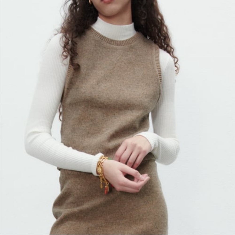 Zara Brown/Tan Sleeveless Knit Sweater Vest
